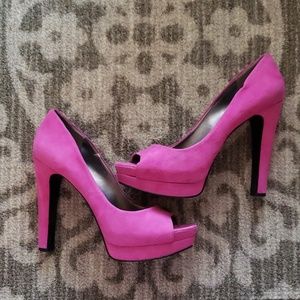 Nine West Pink Peeptoe Platform Pumps